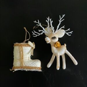 Vintage White and Gold Holiday Ornament Set